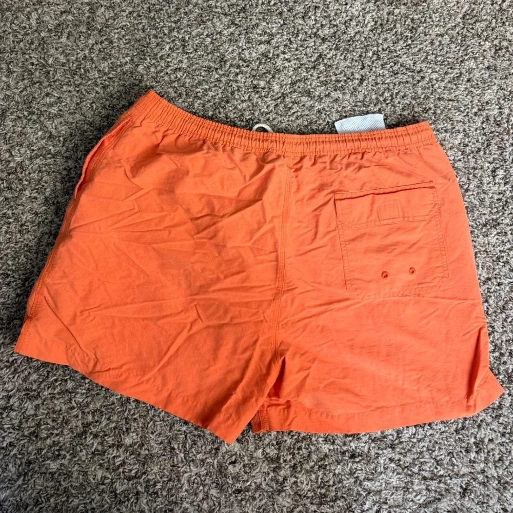 Galyans Mens‎ Orange Swim Trunks Mesh Lined Board Shorts L Drawstring 5